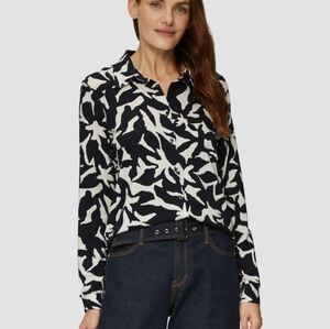 50. Dynamite Abstract Black and Cream Blouse